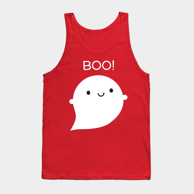 Boo! Kawaii Halloween Ghost Tank Top by marcelinesmith